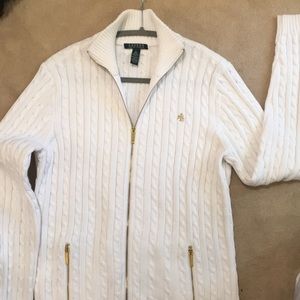 RALPH LAUREN cozy cable-knit zip up sweater